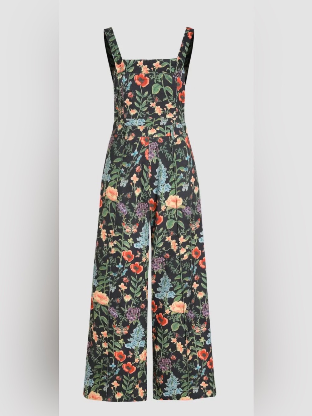 CIDER Lightweight Corduroy Floral Button Wide Leg Jumpsuit Bib Overall Women XL